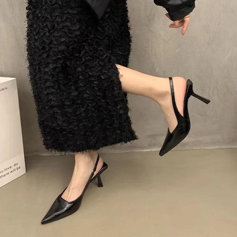 Fashion Leopard High Heels Shoes Women Sandals Pointed Toe Dress Party Shoes Designer New Mules Slippers Summer Sexy Pumps Zapatos Mujer