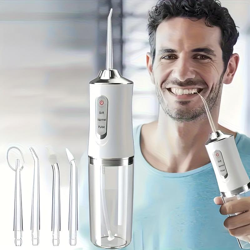 Smart electric water flosser with precise pressure control and360°Rotating nozzle for deep cleaning of teeth and gums, with replaceable heads USB