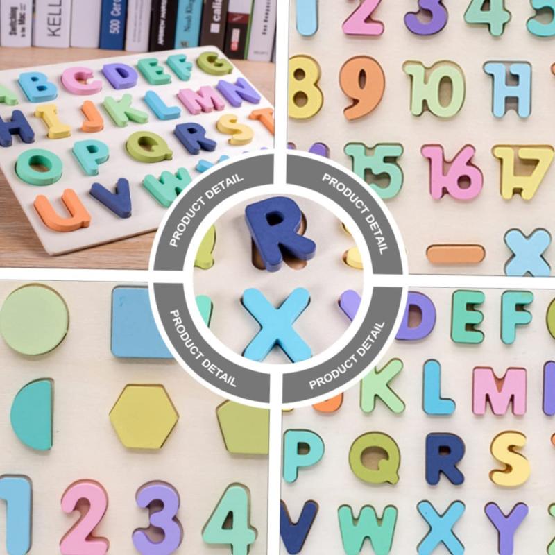 Toddlers Wooden Number And Letter Puzzle Montessori Toy Abc Alphabet Number Shape Matching Board Game Educational Toy For Kids