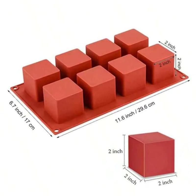 8 cavity square mousse cake mould for baking cubes french dessert mould chocolate brownie candle soap making kitchen accessories