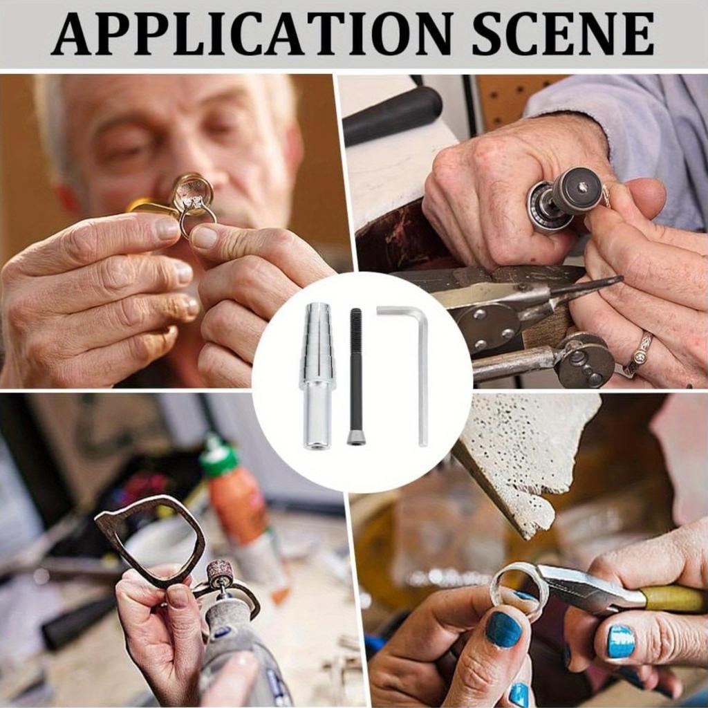 Een set van drie ringverruimers met een kernas voor ringen maat 7-14 voor ringdraaien en fabricage ringvormgereedschap