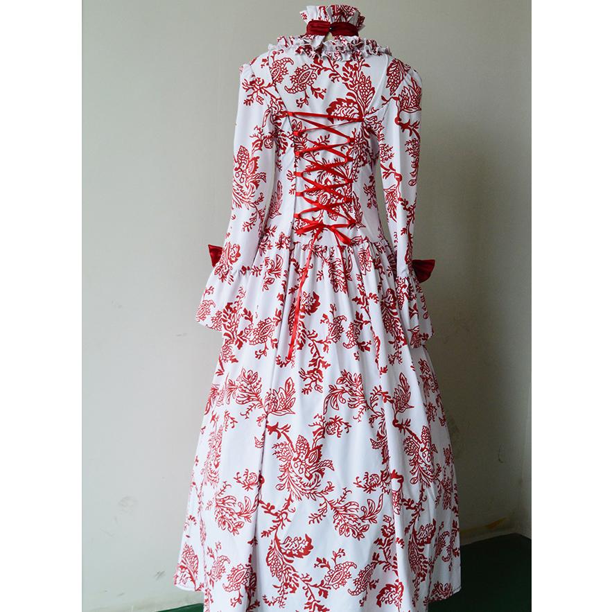 Long-sleeved Printed Temperament Palace Evening Dress Big Trumpet Sleeve Dress