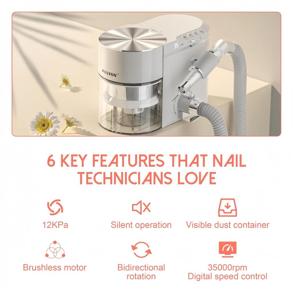 Taladro Eléctrico para Uñas 2 en 1 de 240W con Extractor de Polvo Incorporado Herramienta Profesional de Lima de Uñas para Salón de Manicura Pedicura