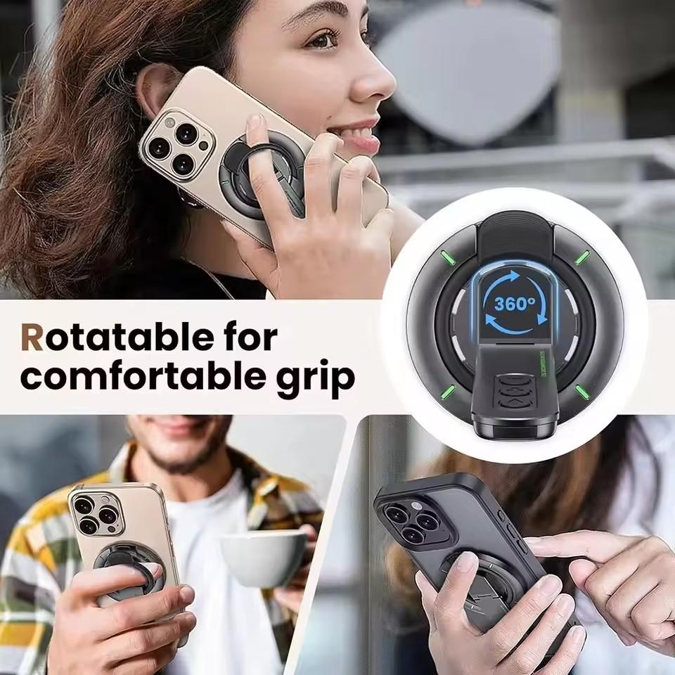 Double Sided Magnetic Finger Ring Holder Rotate Phone Stand Multi Function Phone Stand For iPhone 17 16 Portable Lazy Man Stand