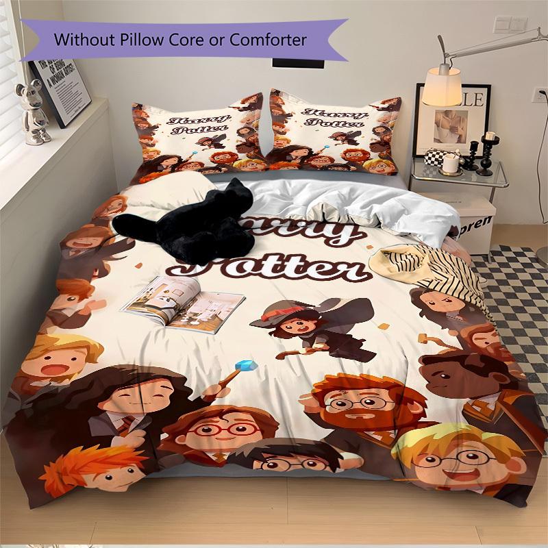 3pcs Harry Potter Bedding Set, Duvet Cover and Pillowcases Machine Washable Seasons all suitable, Design for Bedroom (No Filling)171