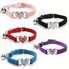 Niedliches Herz Beflocktes Diamant Glocken Katzenhalsband Haustier Welpe Kätzchen Halsbänder mit Sicherheitsverschluss Schmuckhalsband