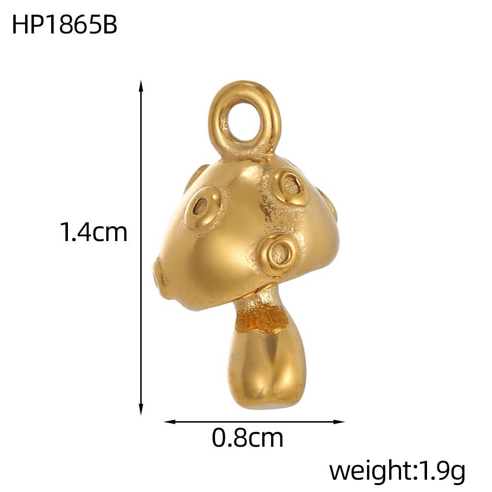 3PCS/LOT CARLIDANA Gold Plated Stainless Steel Charms, Cute 3D Mushroom Candy Fruit Pendants for DIY Bracelet Earring Jewelry