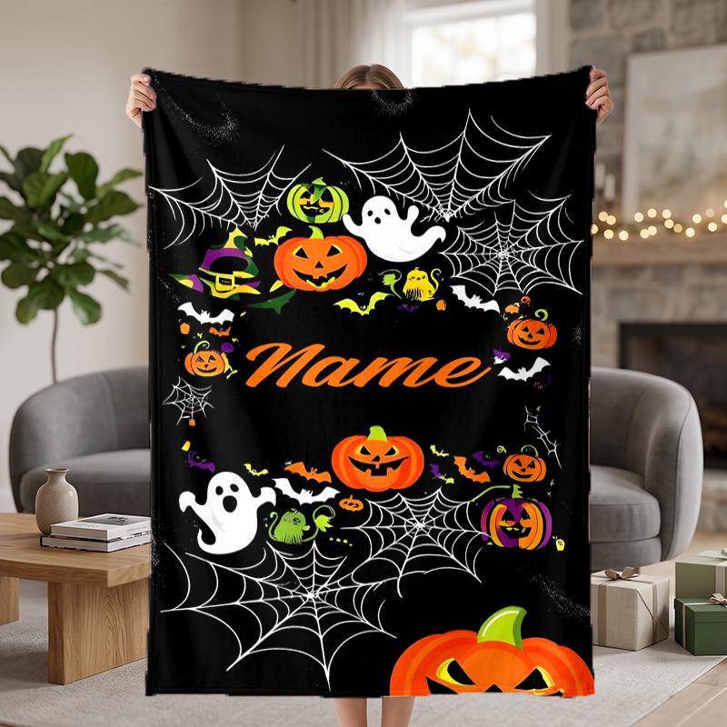 Halloween Custom Flannel Blankets Soft Warm Cozy Throws for Home Decor Holiday Gifts