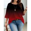 Women's Print Fashion Gradient Color Seven-point Sleeve Casual Round Neck T-shirt Blouse