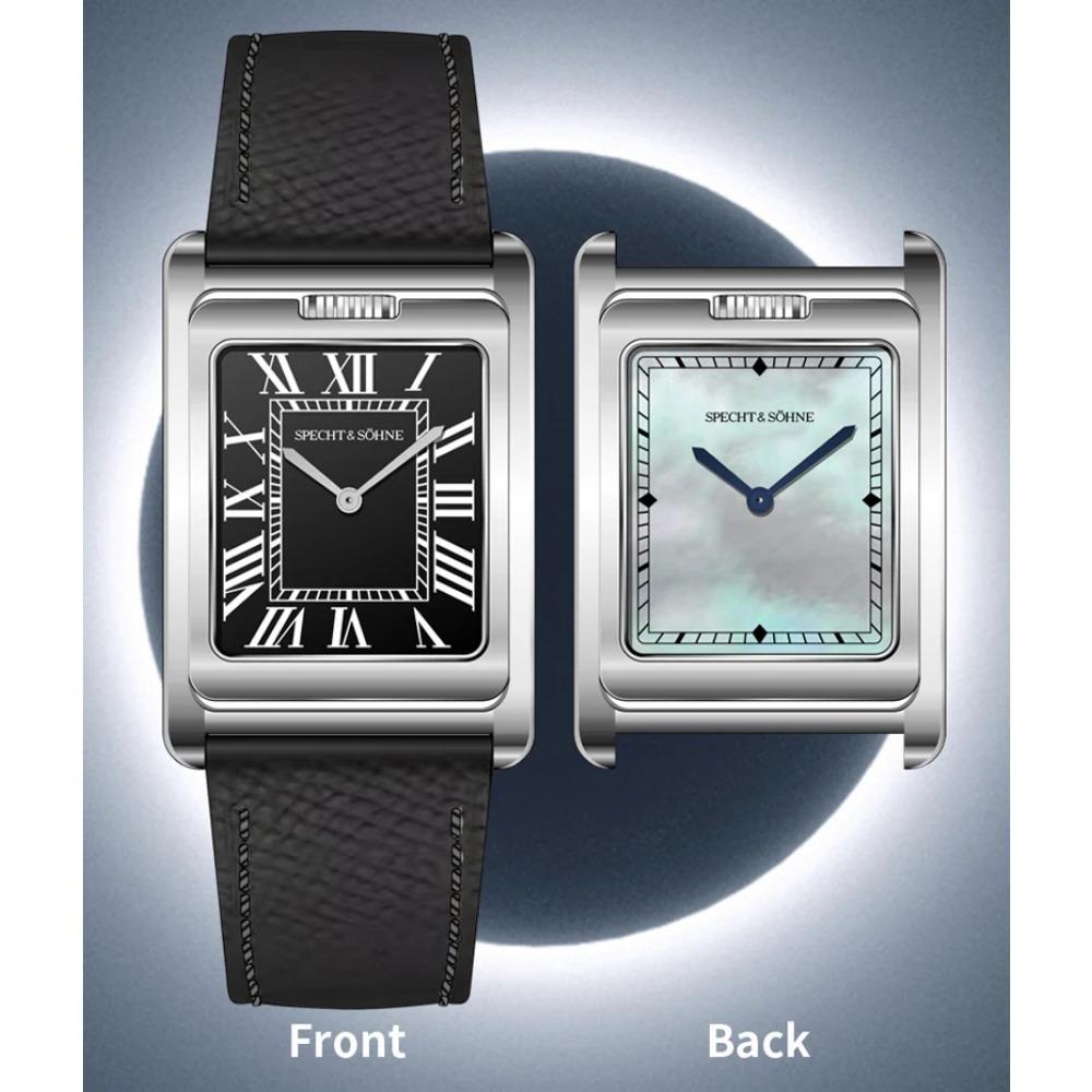 Relógio de Quartzo Quadrado Novo da Moda 2025 Specht & Söhne Dupla Face Relógios Masculinos Aço Inoxidável Cristal de Safira Reloj Hombre 24.5MM