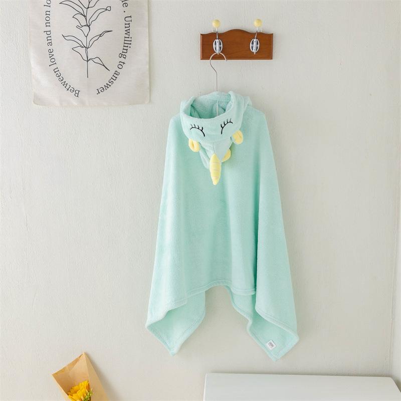 Dětská plyšová osuška s kapucí Cartoon Coral Velvet Baby Absorpční Rychleschnoucí Župan s kapucí Roztomilá osuška s kapucí