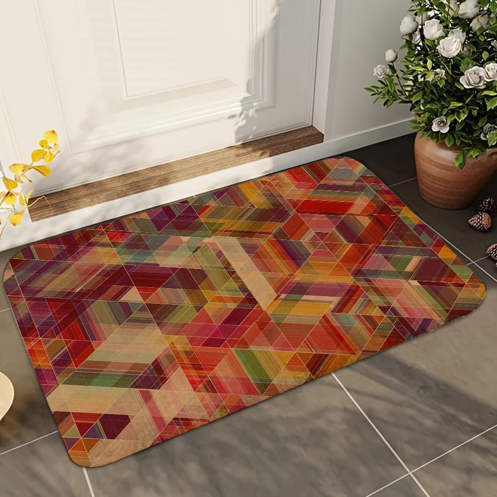 1 Stück Bunte Geometrische Block Badezimmer Saugfähige Matten Rutschfeste Matten Heimdekor Zubehör Teppiche Heim Küche Bodenmatten