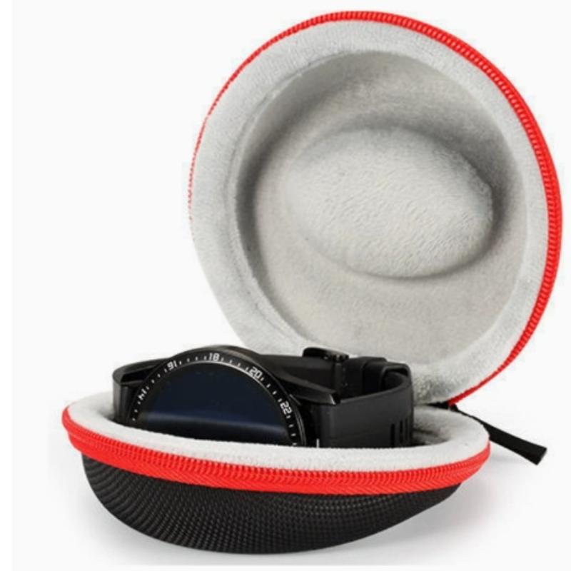 1Pc Portable Watch Travel Case Eva Watch Storage Box Waterproof Watch Holder Zippered Watch Container Single Watch Organizer Fleece lined red