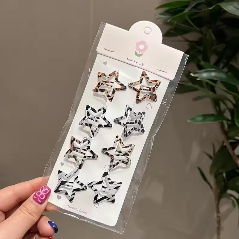 8/16Pcs Leopard Waterdrop Hair Clips for Women Girls Vintage Geometric Star Hairpins BB Clips Barrettes Bangs Hair Accessories