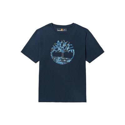 Logo-Print Atmungsaktiv Bequem Lässig Rundhals Kurzarm T-Shirt Herren Oberteile Tief-Saphirblau A6DVK-433