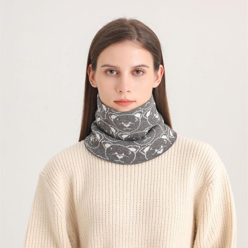 Bärendruck Herbst Winter Dick Warm Ringschal Herren Damen Weicher Kragen Halstuch Outdoor Ski Vollmaske Bufanda Schal Gestrickt