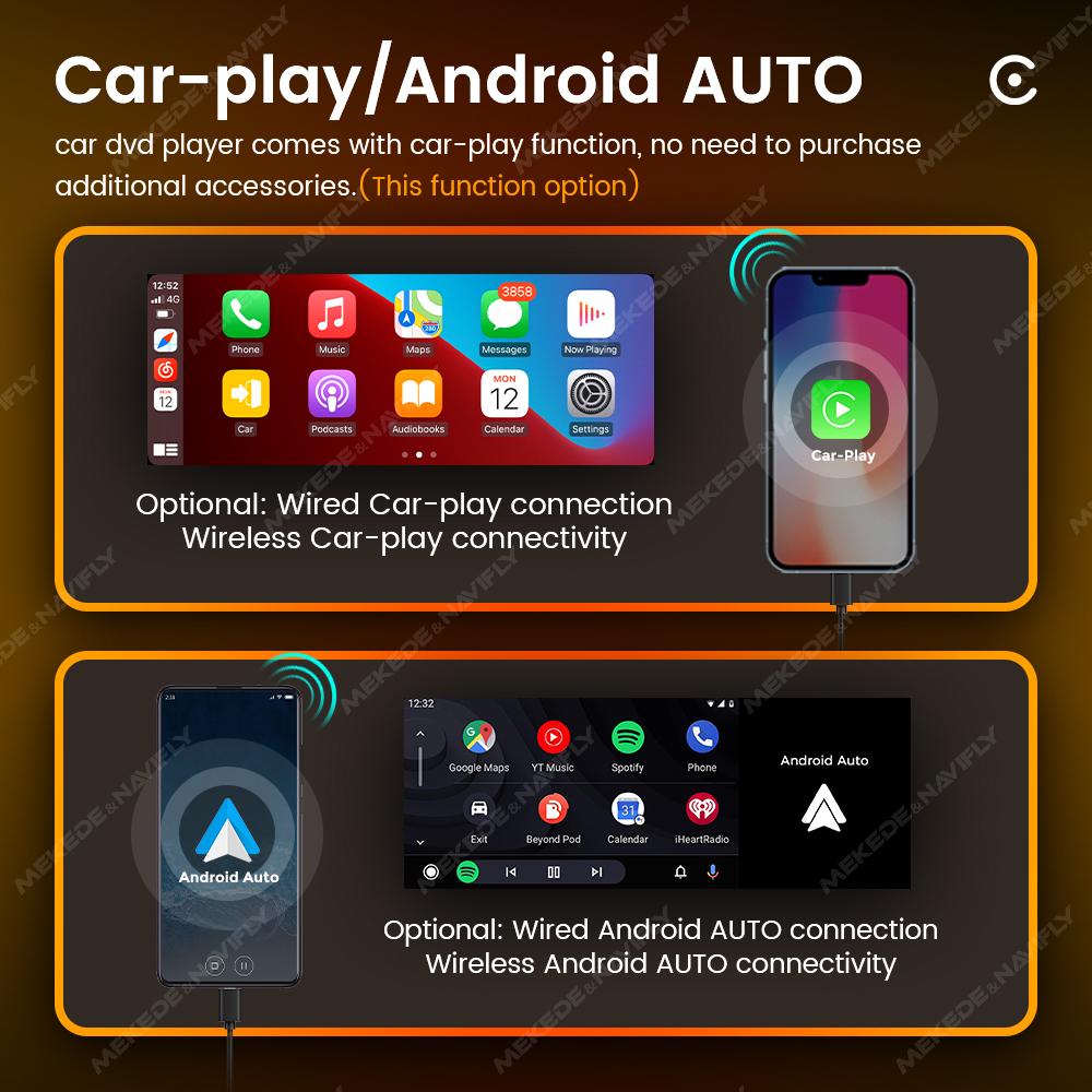 1DIN MP5 Dual-Knob Wireless Carplay Android Auto Car Radio for Universal 5.2 Inch HD Touch Srceen Video Player Smart BT Stereo