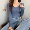 Spring and Autumn New Slim-fit Long Sleeve Bottom Knitted Sweater Low Neck Inner Sweater Women