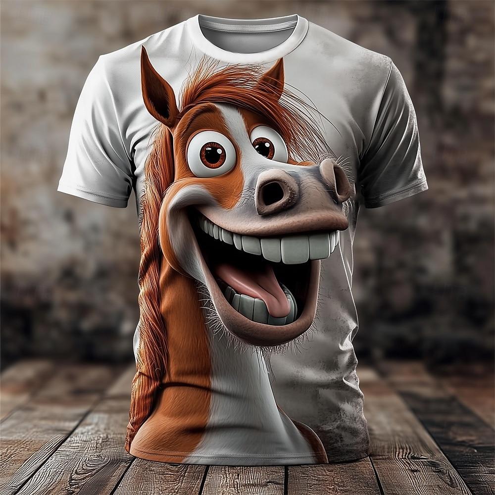 Men's Animal 3D Character T Shirt Short Sleeve T shirt 3D Print O-Neck Shirt Exaggerated Designer Party Street Casual Tee Tops
