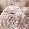 Cotton Bedding Four-piece Set French Rose Print Skin-friendly Breathable Quilt Cover Sheet Pillowcase Kit