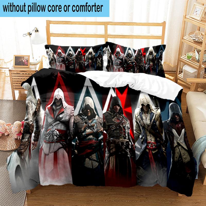 1PC Assass Warrior 3pcs Bedding,Including 1pc Duvet Cover And 2pcs Pillowcases Perfect for Christmas,Ideal for Bedroom, Dormitory