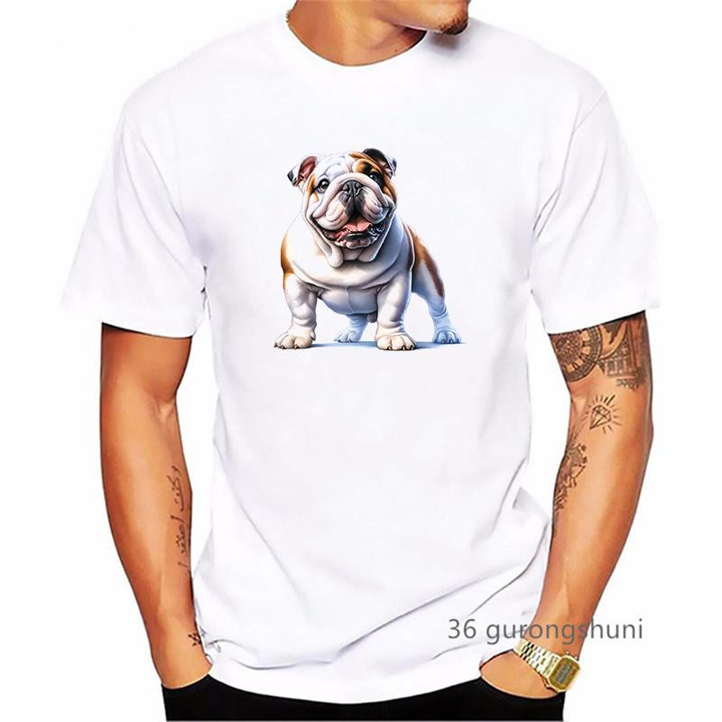 British Bulldog Dog Animal Printed T Shirt Men Clothes 2024 Summer Fashion Short Sleeve TShirt Homme Harajuku Shirt