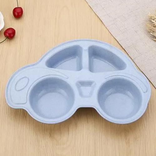 Bamboo Fiber Infant Feeding Plate Cute Car Shaped Wheat Straw Tableware for Baby Kids Dishes Children Plates