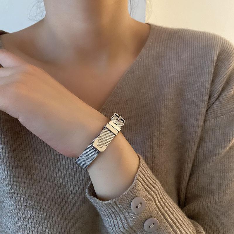 

Stainless Steel Mesh Watch Strap Bracelet Buckle Stacking Bangle Gift For Her Best Friend Gift серебряный
