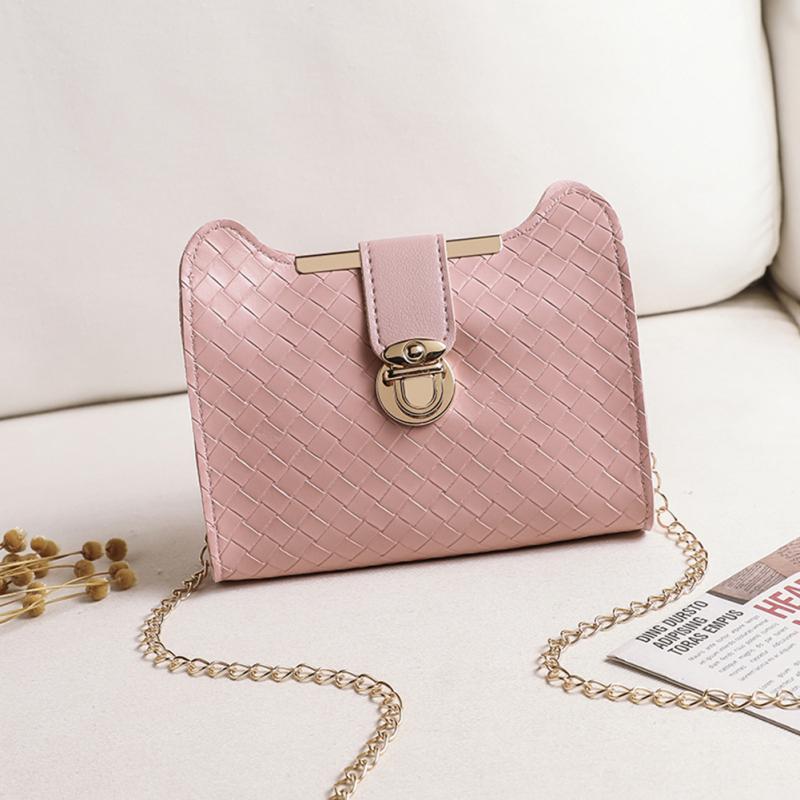Fashion Pu Leather Mobile Phone Bag For Girls Casual Solid Color Chain Shoulder Bag For Women Gifts
