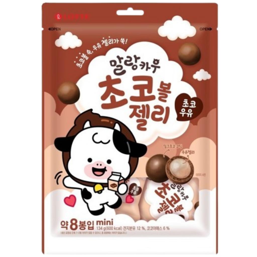 [Lotte] Malang Cow Choco Ball Jelly 134g(Choco Milk & Strawberry Milk) Choco Milk