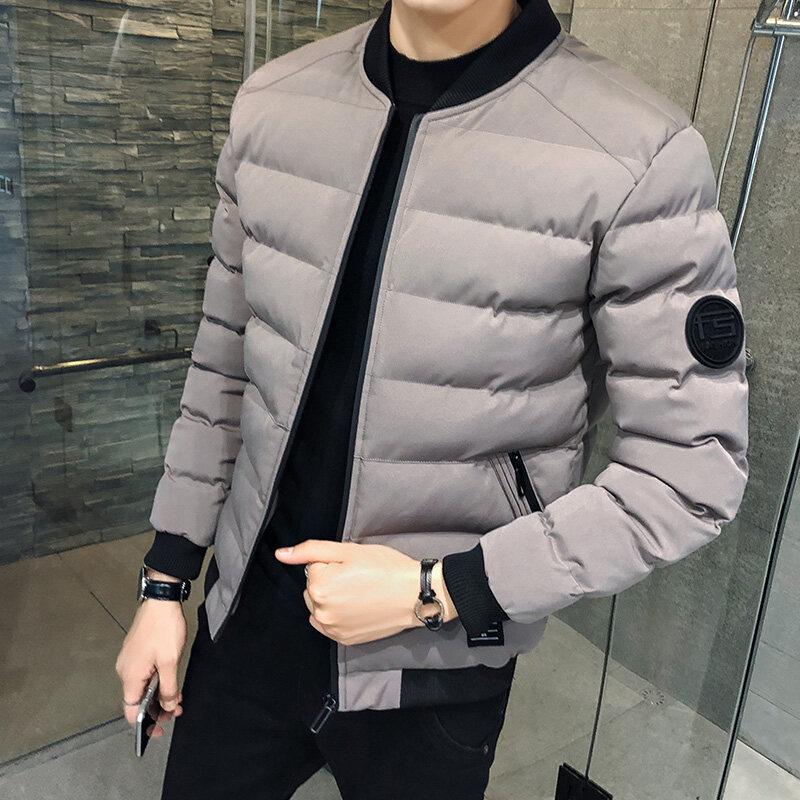 Men's Trendy Winter Short Down Jacket - Warm, Thick Baseball Collar Coat