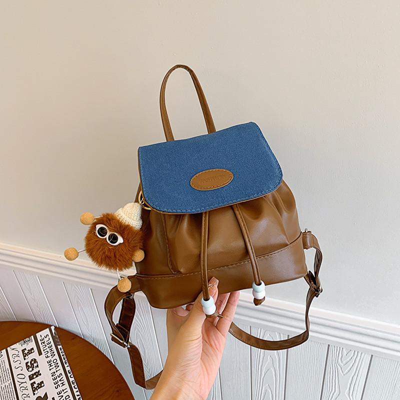 Retro Adorable Jeans Student Mini Backpack Pu Casual For School