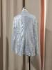 Women's Sequin Lapel Cardigan Blazer - Solid Color, Long Sleeve, Casual