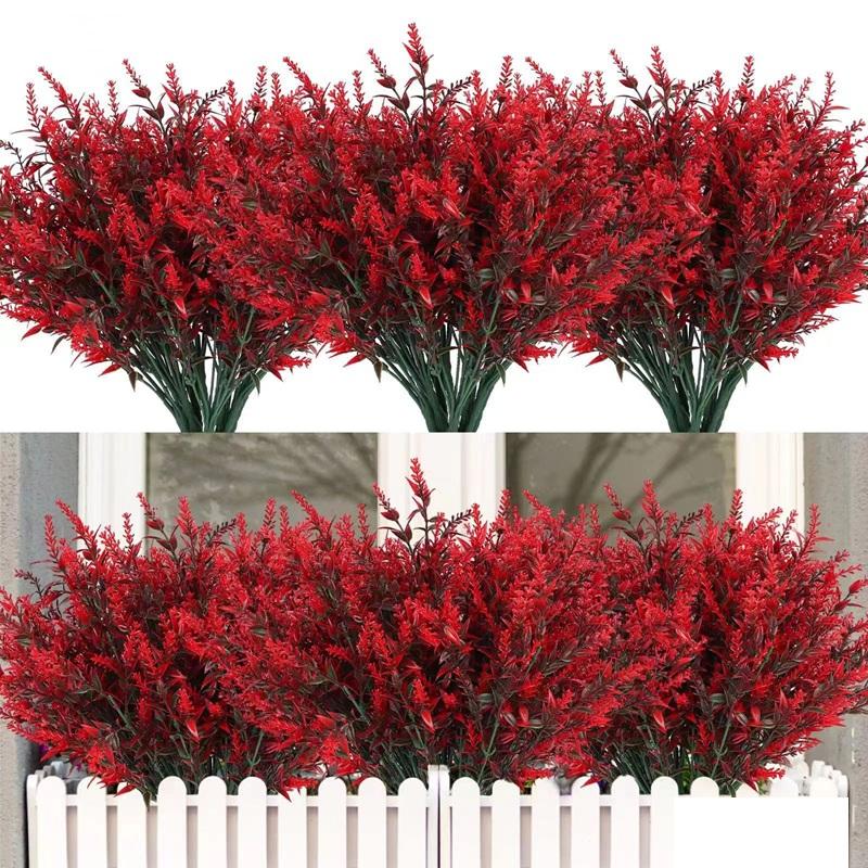 10pcs Simulated Plant Plastic Lavender Wheat Ears Indoor and Outdoor Decorative Purple Lavender Fake Flowers Wedding Decoration