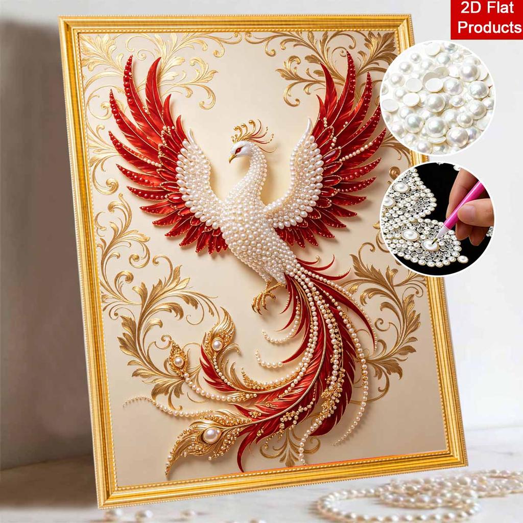Fai da te Perla Gemma Elegante Uccello Fenice Dorato Perline Brillanti Artigianato Arte Ornamento da Parete per la Casa Semplice Senza Cornice Decorazione per Stanza Moderna Elegante Arte da Parete