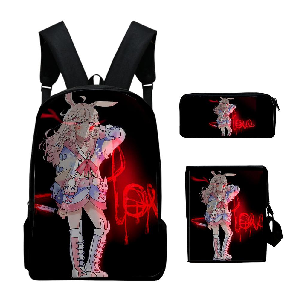 Classic VTuber Pipkin Pippa 3D Print 3pcs/Set pupil School Bags Laptop Daypack Backpack Inclined shoulder bag Pencil Case