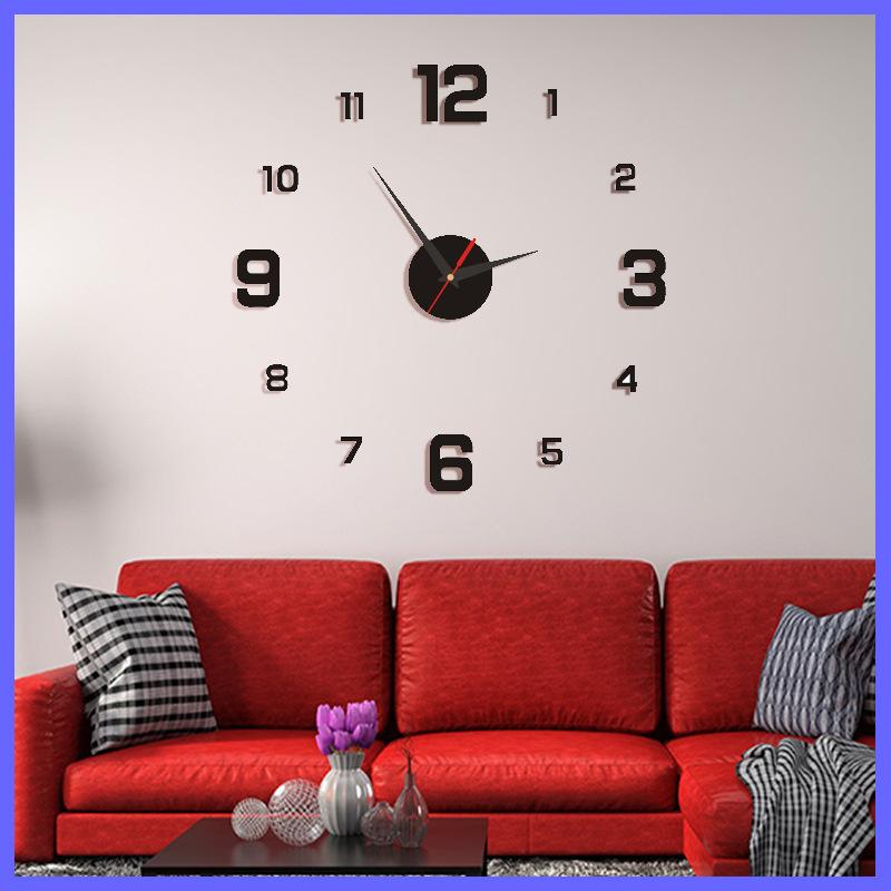 Скандинавские простые настенные часы для гостиной, креативные акриловые часы-картина без гвоздей, настенные часы, декоративные настенные часы-наклейка Red