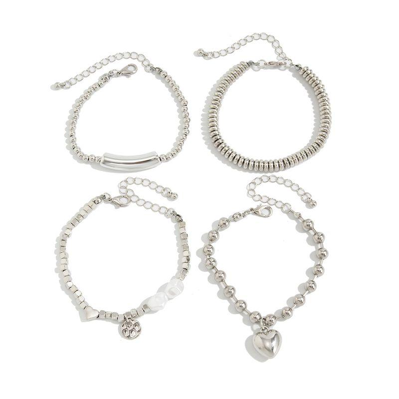 

4-Piece Set of Ccb Bead Cube Bracelets, European and American Trendy Hip-Hop Fashion, Unique and Stylish Stackable Jewelry Silver