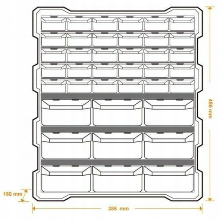 Wall-Mounted Plastic Workshop Organizer, 39 Drawers