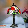 Lampada da tavolo a LED in stile Tiffany Luci decorative mediterranee retrò Paralume in vetro colorato E27Per comodino, camera da letto, luce, caffè