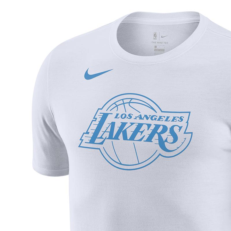 Nike Los Angeles Lakers Logo Print Round Neck Short Sleeve T-Shirt Men Tops White CT9445-100
