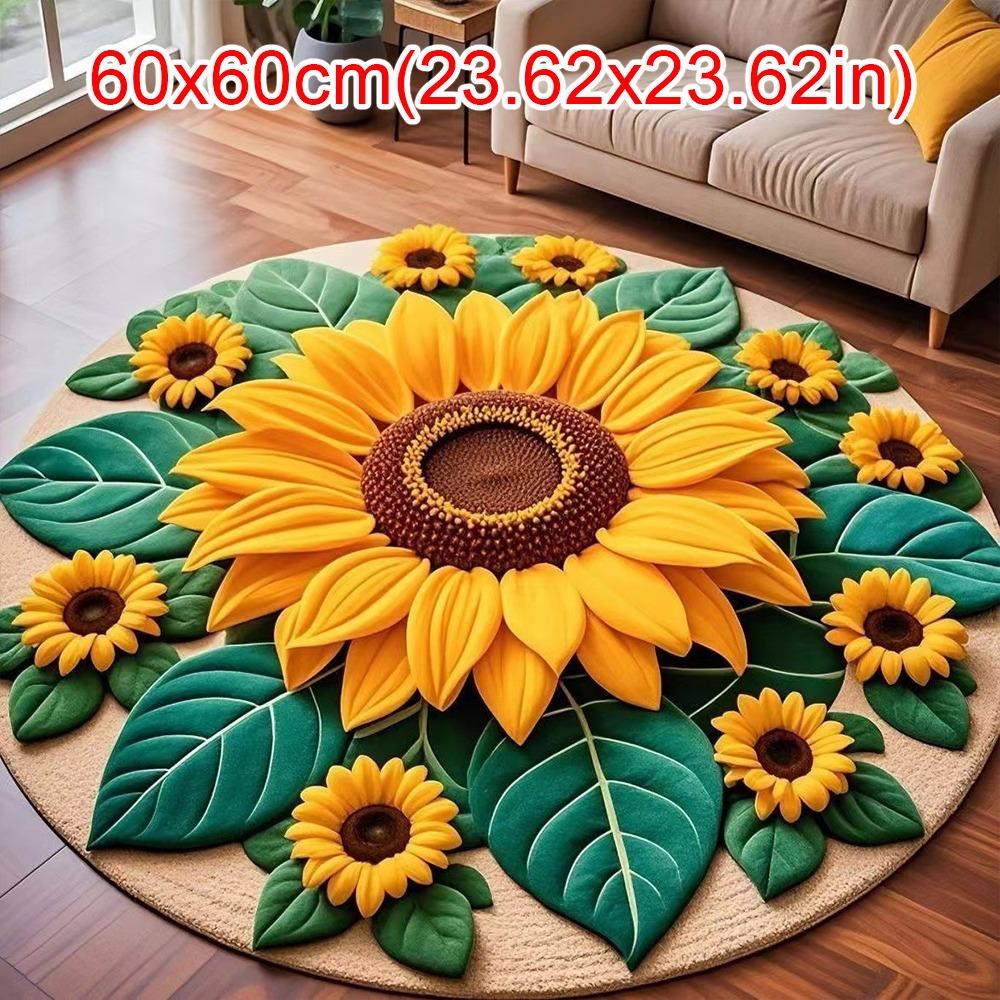 Special-shaped Sunflower Carpet Soft Flower Carpet  for Living Room Tea Table Bedside