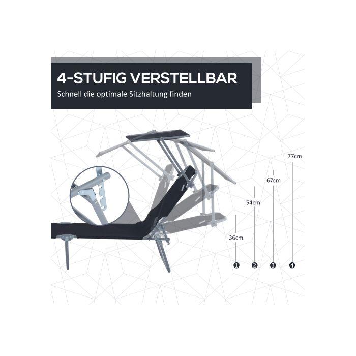 Chaise longue pliable - MUVOE - Outsunny - toit solaire réglable - tissu Oxford - charge max 120 kg