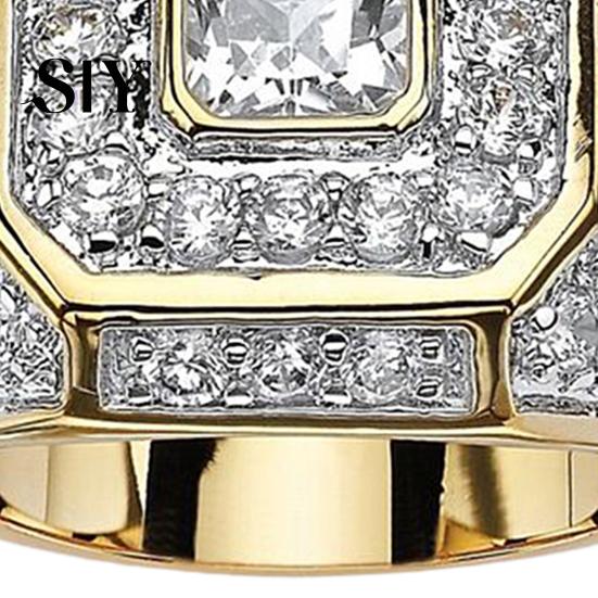 Chic Ring Men Cubic Zirconia Hip Hop Jewelry Sparkling Finger Fashion Appearance Wedding Band for Ladies