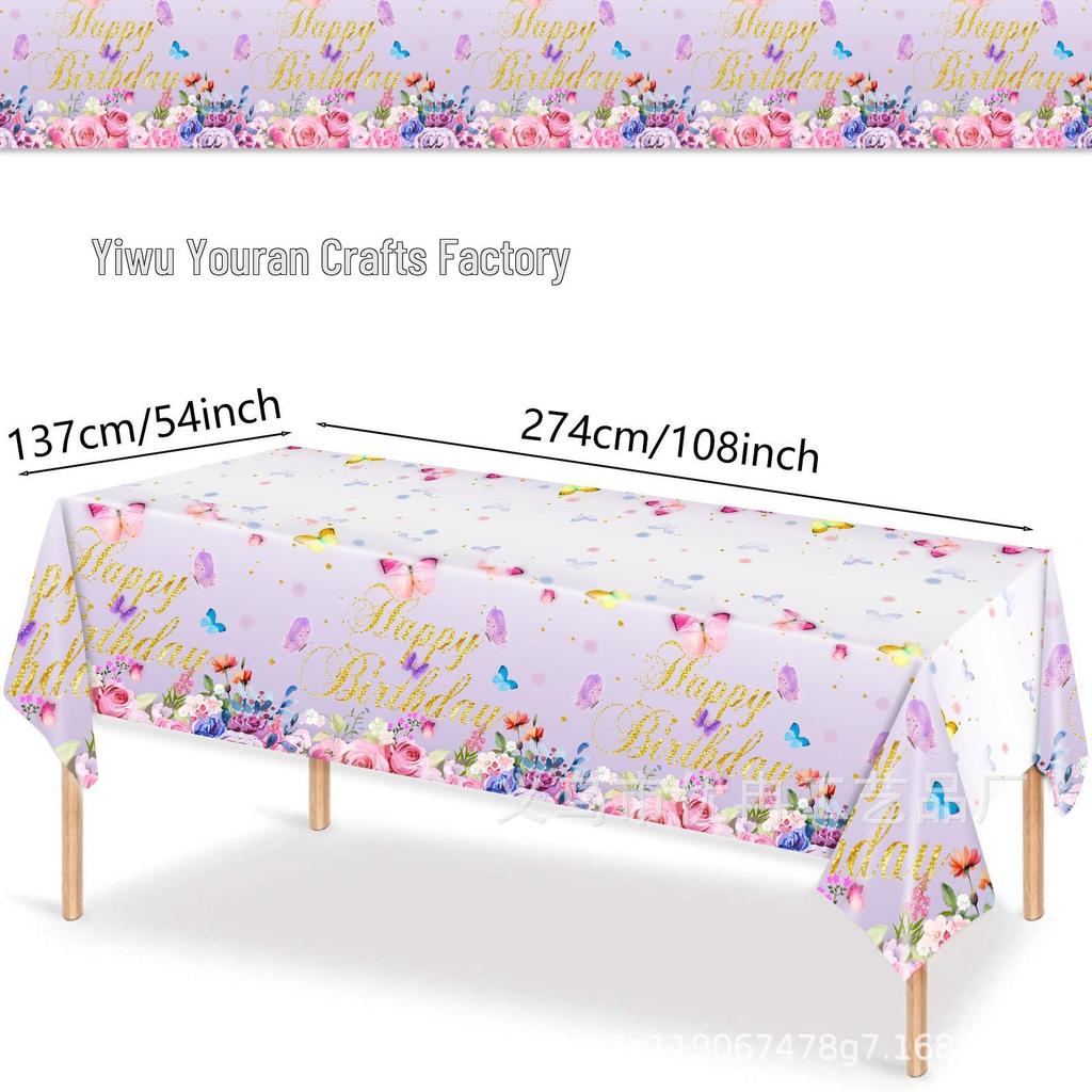 Children's Spring Flowers & Butterflies Party Set - Disposable Plates, Tablecloth & Napkins