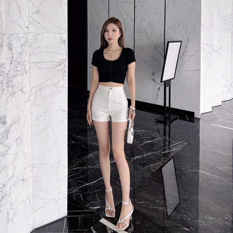 White High-Waist Hot Pants - Sexy, Slimming Ultra Short Summer Tights for Petite Women