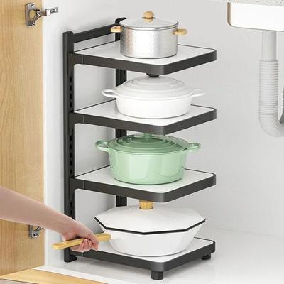 Multi-layer Pot Rack Under Sink Storage Shelf Layered Corner Closet Organizer Household Adjustable Cabinets Storage Rack Kitchen