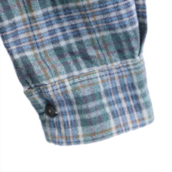 VINTAGE 70s Grandpa Shirt Euro Work Check Pattern Long sleeve half button shirt Men's Used