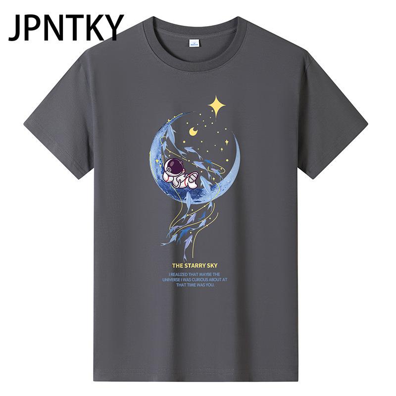 JPNTKY Cotton Short Sleeve T-shirt Men's Fashion Loose Half Sleeve Shirt Printed Compassionate Shirt