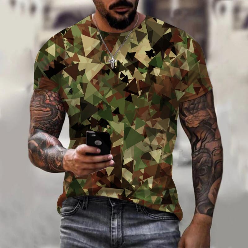 Fashion Men's Crew Neck Short Sleeve 3D Casual Color Printing Casual Short Sleeve Crew Neck T-Shirt
